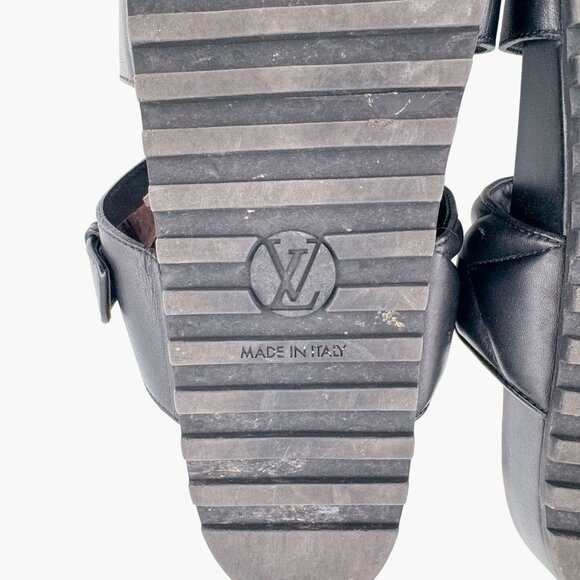 Louis Vuitton New Wave Bom Dia Slide Sandal Size 38 US 8 Black Rainbow Logo Mule - Picture 13 of 15